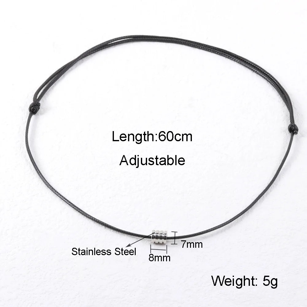Thin Leather Necklace for Men Boys,Cool Genuine Leather Collar with Stainless Steel Tube,Punk Hip Hop Jewelry Gifts