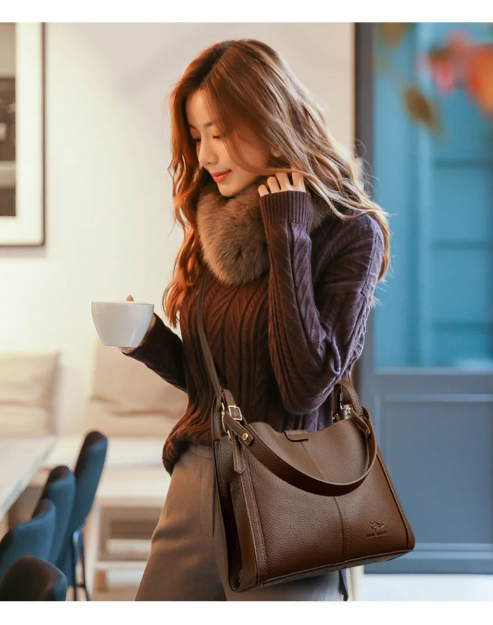 Hand Top-Handle Bags Pu Leather Purse Ladies Crossbody Bag Medium Casual Tote