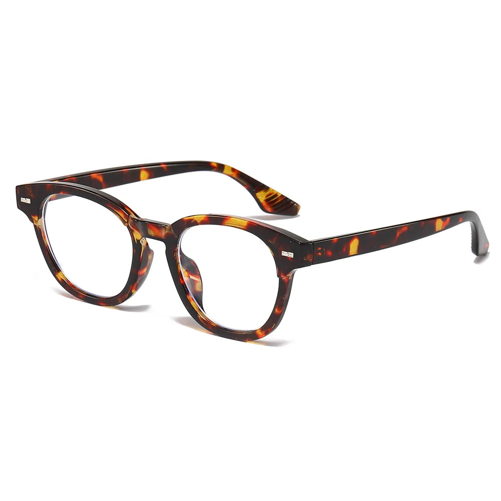 JNPCXI Fashion Men Round Glasses Anti Blue Light Rice Nail Women Eyeglass Fashion Luxury Retro Round Frame Computer Eyewear