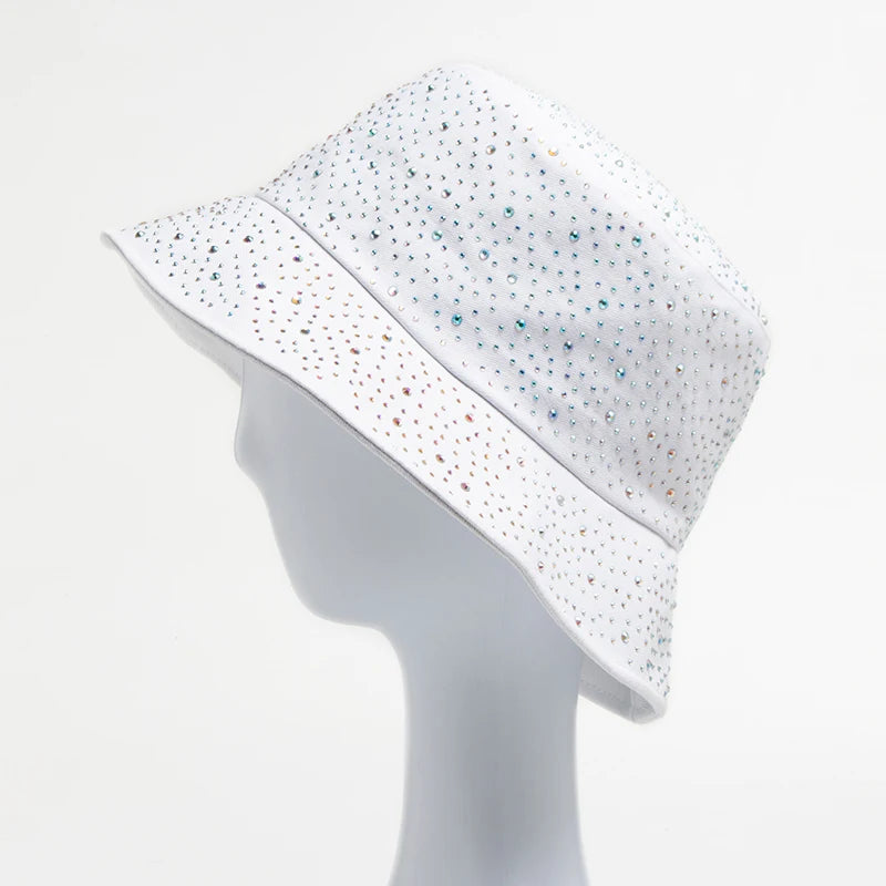 New Summer Y2k Bucket Hat Women Fashion Rhinestones Cap For Ladies Visor Cotton Panama Hats Casual Spring Autumn Fisherman Caps