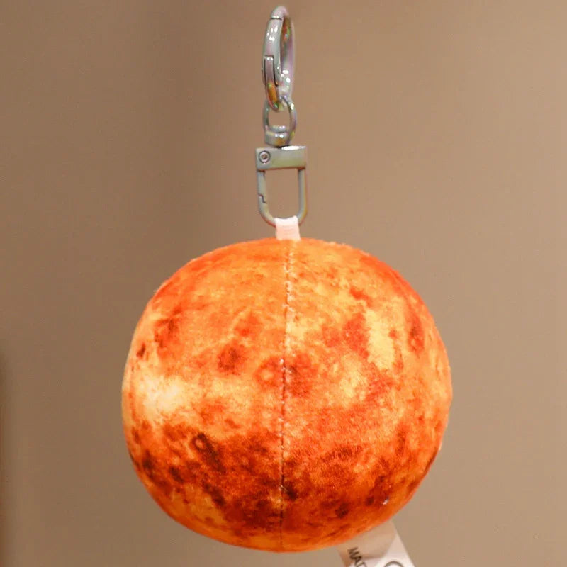 7.5cm Space Planet Plush Toy Simulation Earth Sun Moon Venus Mars Saturn Pendant Keychain Astronomy Enthusiasts' Collection