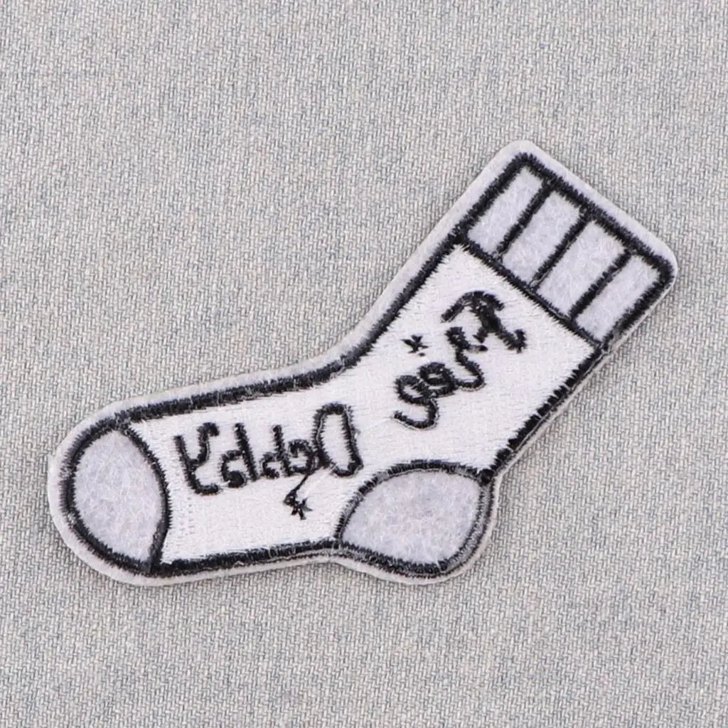 AD2795 Movie Sock Shape Embroidered Patches for Clothing Patches DIY Iron on Patches Punk Patch Sew Applique Sticker