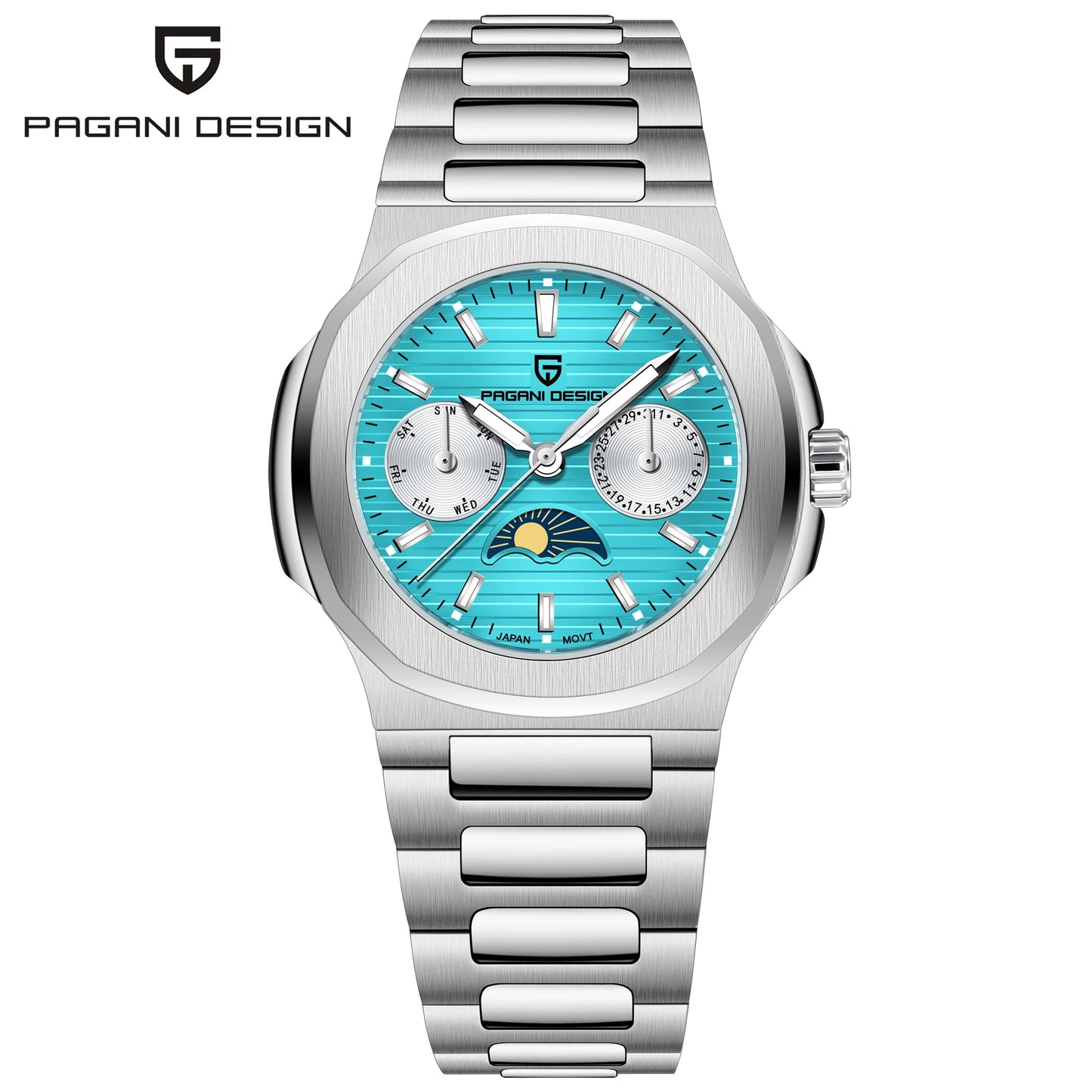PAGANI Luxury Quartz Watches Men Multifunction Chronograph Auto Moon Phase Watch