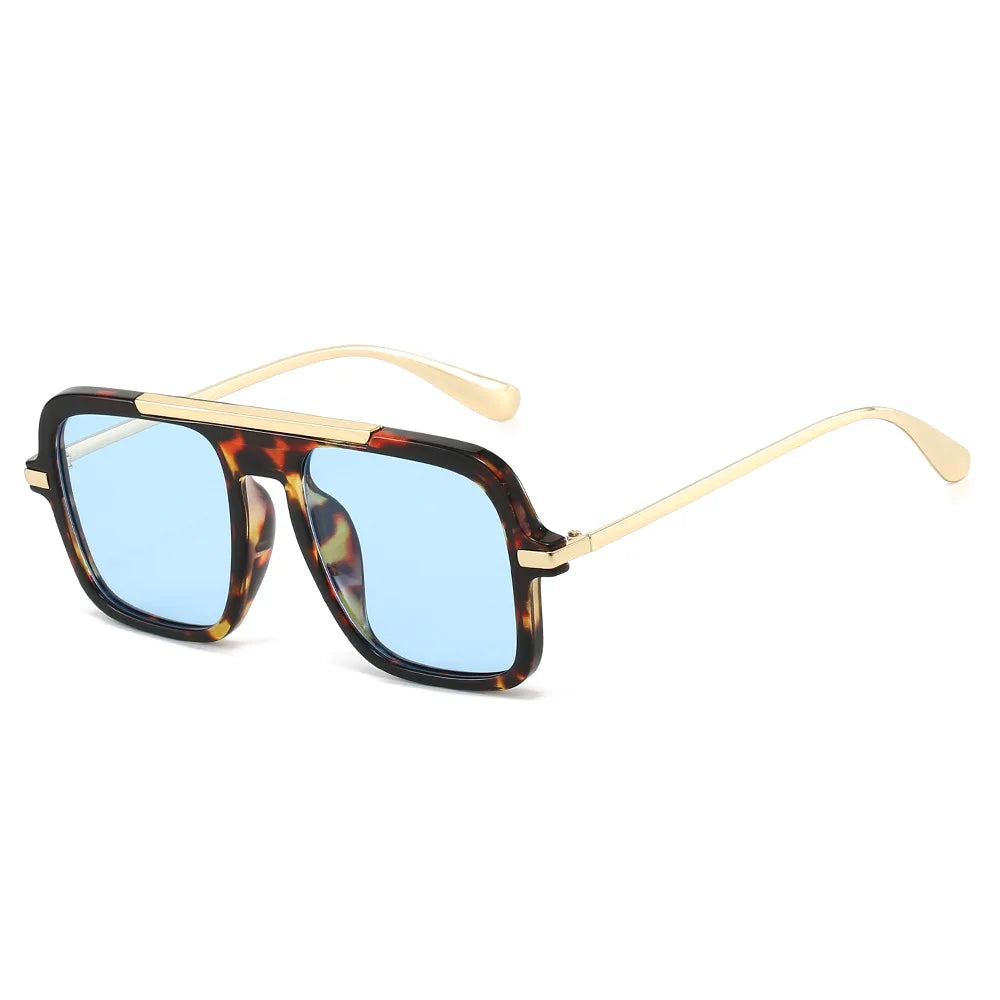 JNPCXI New Square Women Sunglasses Fashion Shades UV400 Retro Trending Leopard Green Gradient Men Sun Glasses