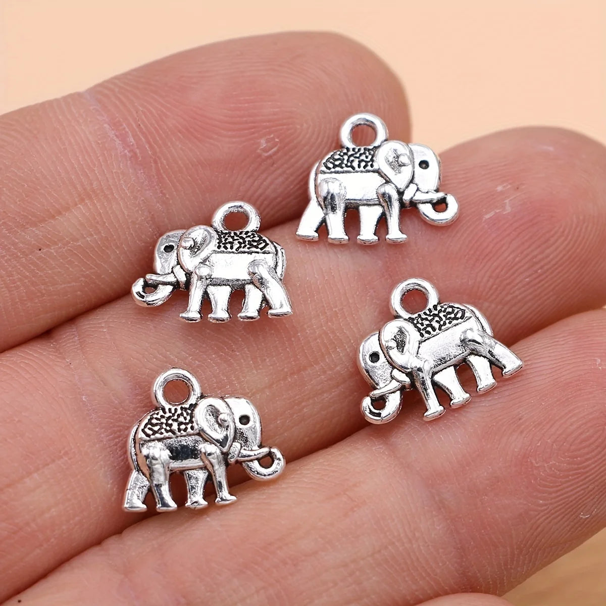 20Pcs Silvery Elephant Charms Pendants for Jewelry Making DIY Necklace Bracelet Earrings Key Chain Accessories