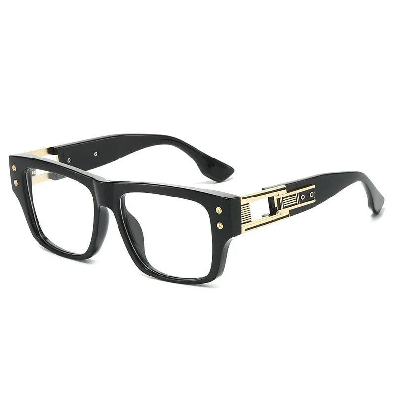JNPCXI New Square Men Sunglasses Shades UV400 Retro Brand Designer Rivets Women Blue Gradient Hollow Sun Glasses