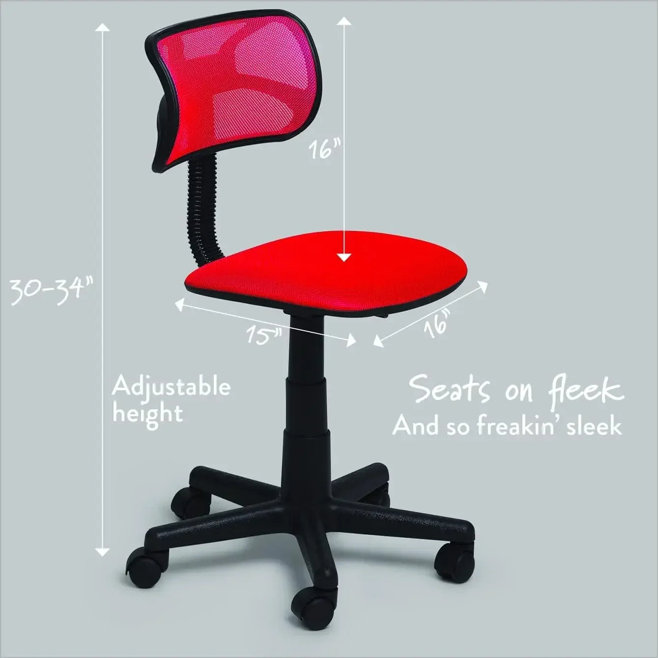 Swivel Mesh Desk Chair, Computer Room Keyboard Desk Table Red 21D x 21W x 33H in