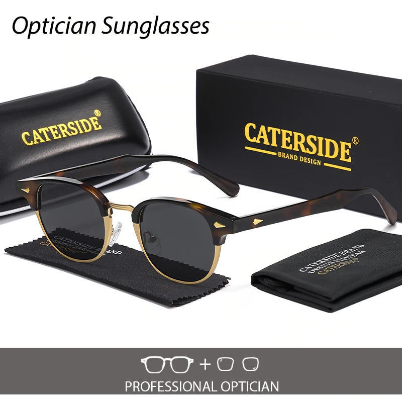 CATERSIDE Classic Men Optical Sunglasses Round Frame Customized Prescription Sun Glasses Women Business Outdoor Driving Eyewear