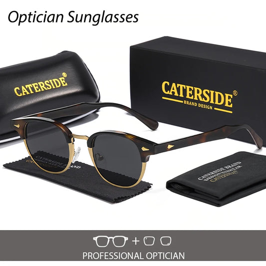 CATERSIDE Classic Men Optical Sunglasses Round Frame Customized Prescription Sun Glasses Women Business Outdoor Driving Eyewear