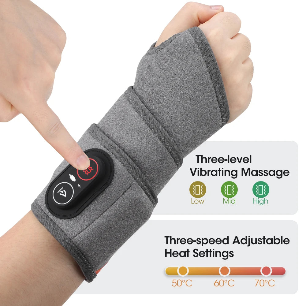 Cordless 660&850nm Red Light Heating Wrist Guard Vibration Massage Heated Wrist Brace Ankle Wrap Hand Foot Protector Wristband