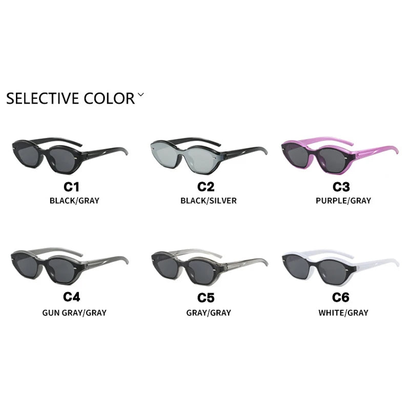 JNPCXI New Ins Popular Fashion Cat Eye Sunglasses Women Retro Jelly Colors Shades UV400 Trending Men Punk Rivets Sun Glasses