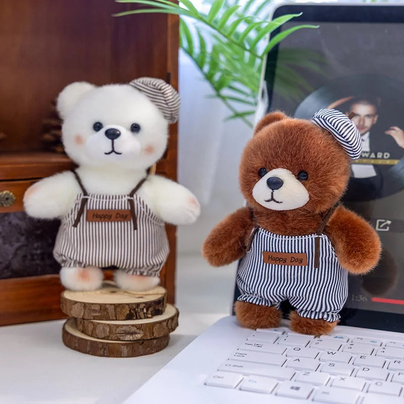 10cm New Kawaii Little Bears Pendant Plush Toy Stuffed Soft Animal Cartoon Bear Backpack School Bag Keychain Decor for Kids Gift