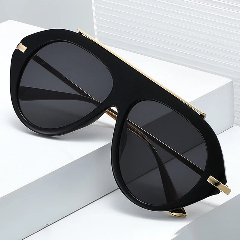 JNPCXI Ins Popular Fashion Oversized Leopard Green Pilot Sunglasses Women Shades UV400 Retro Gradient Men Sun Glasses