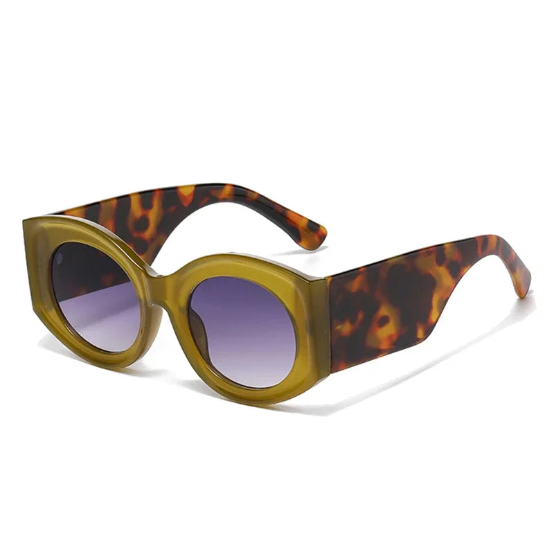 JNPCXI Fashion Oversized Oval Women Sunglasses Retro Jelly Color Orange Leopard Shades UV400 Men Gradient Sun Glasses