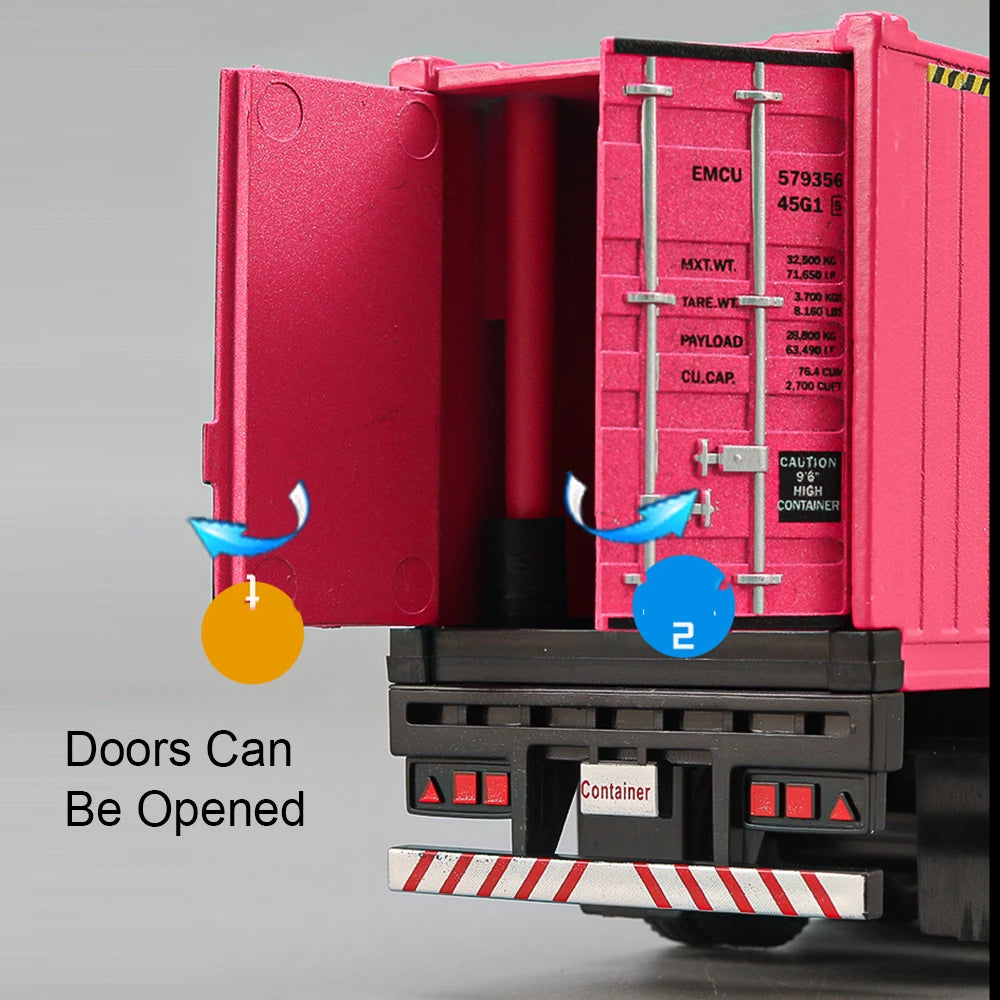 1:50 American Transport Vehicle Scania Container Truck Alloy Model Diecast Toy Doors Opened with Sound Light Cars Kid Toys Gifts