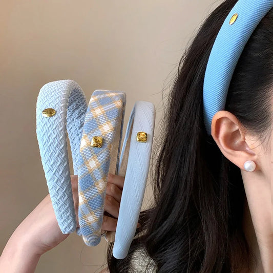 1/4pcs Blue Series Wide Sponge Headband for Women Elegant Daily Wear Wash Up Hair Band Fashion Girl Hair Hoop Hair Accessories