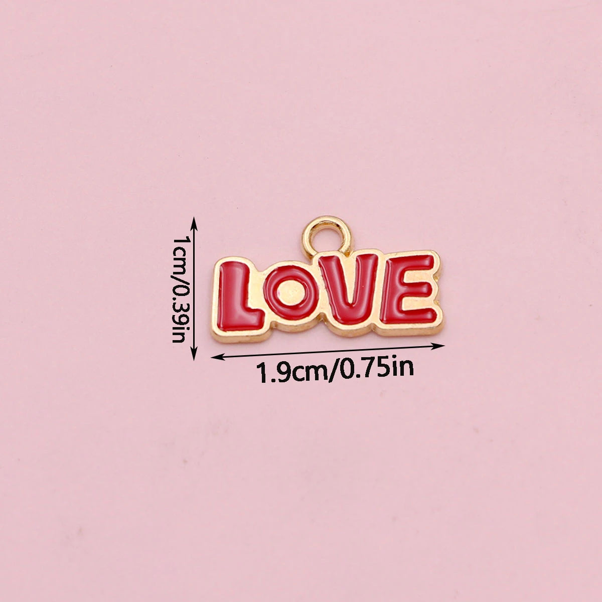 20Pcs Golden Color Red Love Charms Pendants for Jewelry Making DIY Necklace Bracelet Earrings Key Chain Accessories Valentine's