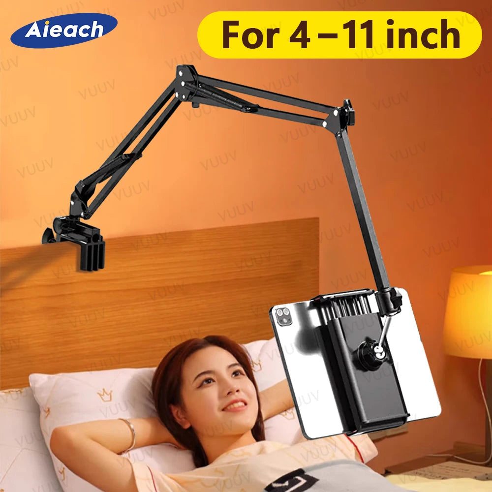 Tablet Holder for Bed Desk Stand W/ Flexible Arm for 4.7–11" Android Pad Tablets