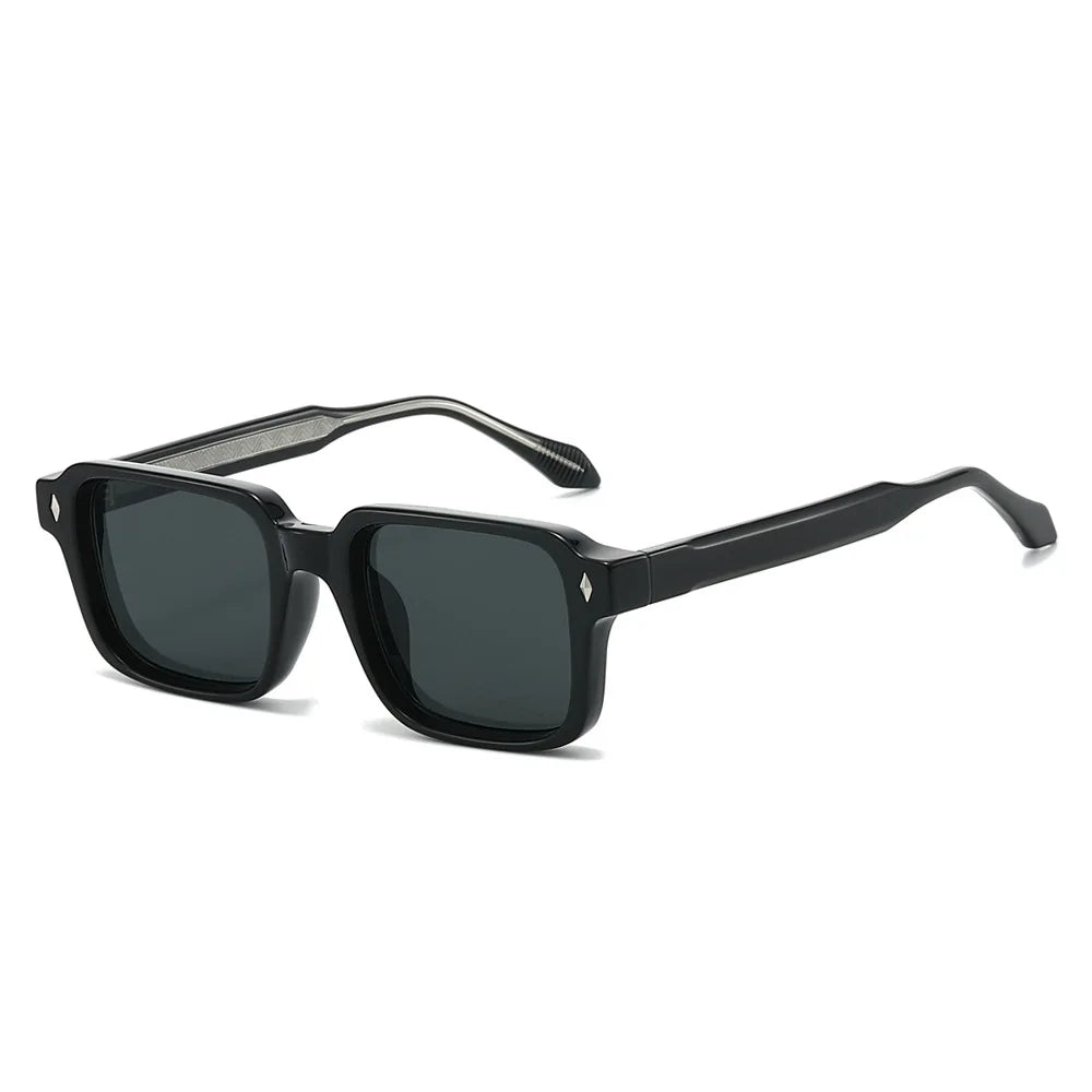 JNPCXI Retro Square Rivets Women Luxury Sunglasses Fashion Dark Green Shades UV400 Trending Men Punk Sun Glasses