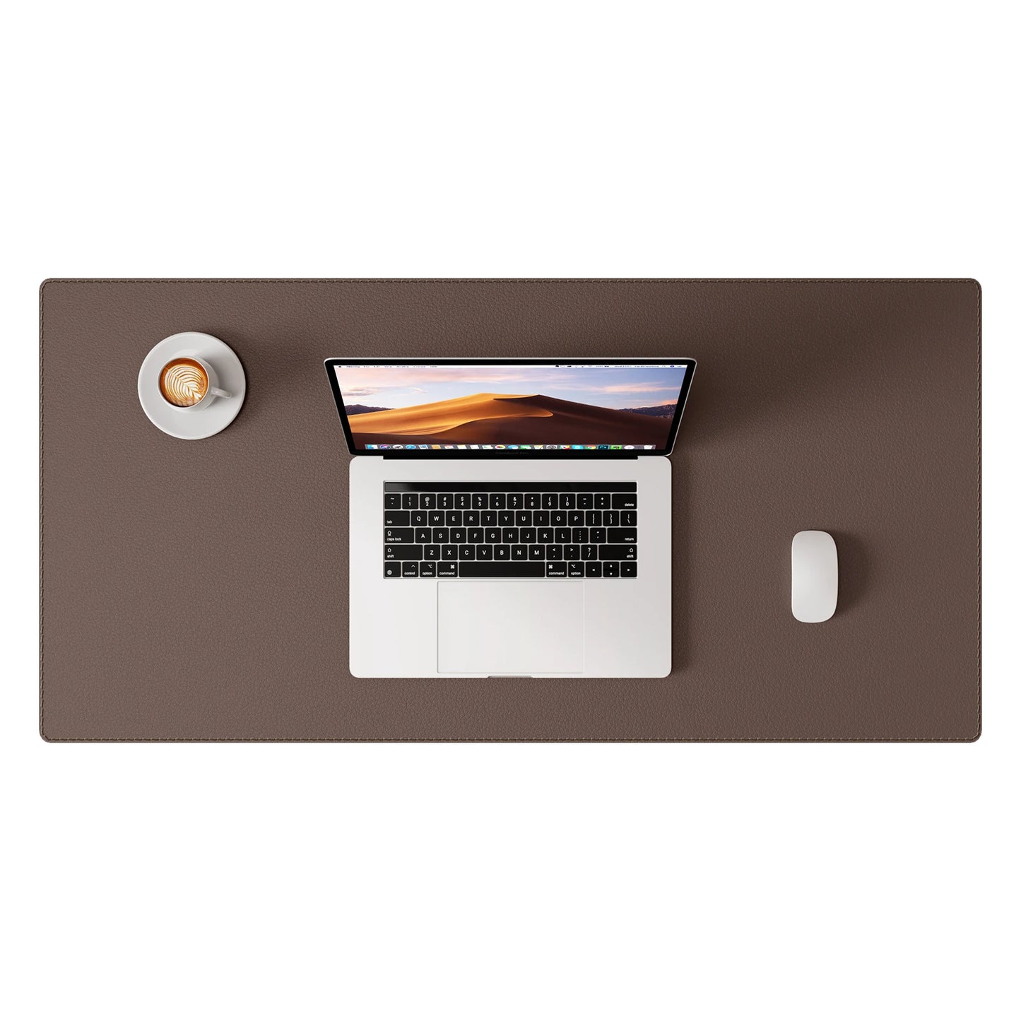 Stitched Edges PU Leather Office Desk Mat, Non-Slip Mouse Pad, Waterproof Desk Pad Protector for School Office Home