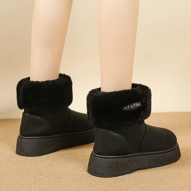 Fashion Fluffy Platform Snow Boots for Women Non Slip Thick Sole Faux Fur Winter Boots Woman Comfortable Short Plush Ankle Botas