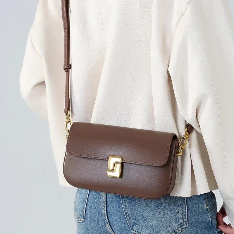 Women’s Split Leather Shoulder Bag Trend Brand Small Square Bags Luxury Designer Handbag Messenger bag for Female