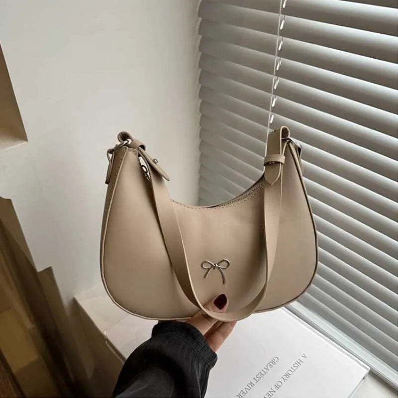 Bowknot Armpit Bag Korean Underarm Bag Luxury PU Leather Y2K Handbag Girls Shoulder Bag Clutch Purse Bolsa Feminina 2026