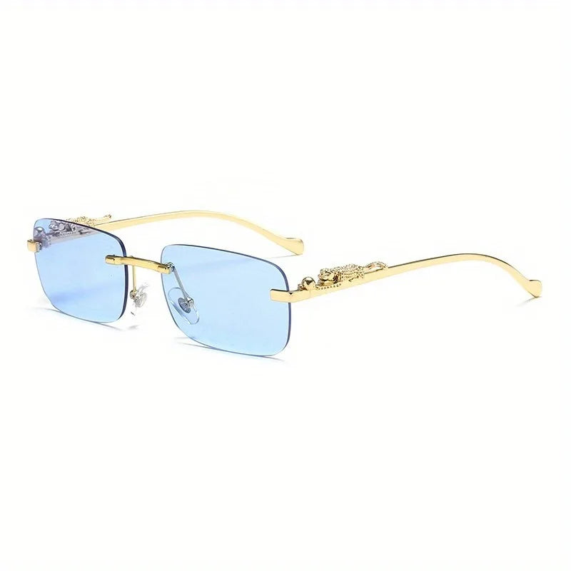 Frameless square fashion glasses, colorful women's and men's retro metal glasses