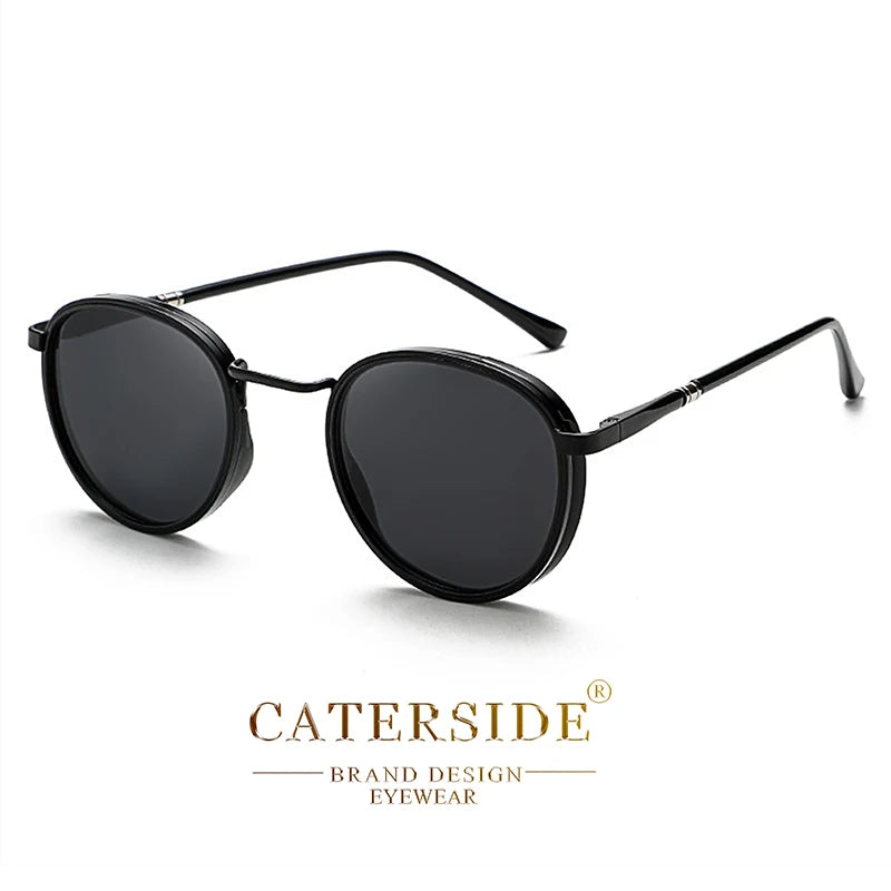 Caterside Vintage Polarized Round Sunglasses Men Steampunk TR Metal Frame Sun Glasses Women Driving Fishing Party Eyewear UV400
