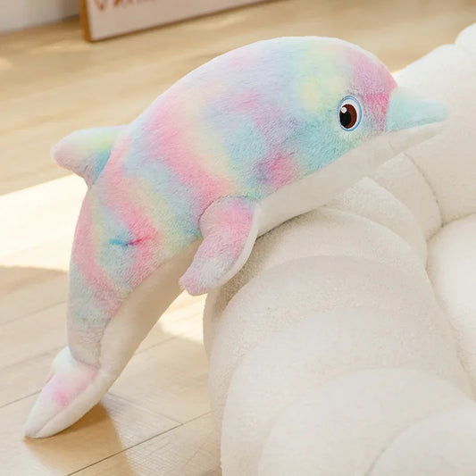 50cm/19.68in Cute Colorful Dolphin Plush Toy Soft Cartoon Model Throw Pillow Decoration For Boys and Girls Holiday Birthday Gift