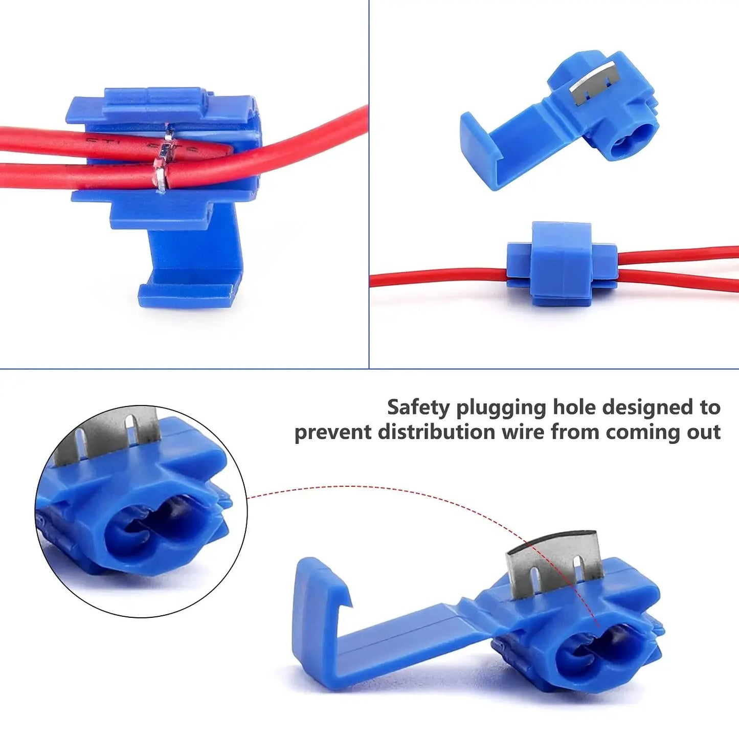 150pcs Quick Splice Wire Connectors, Solderless Quick Splice Snap Insulated Electrical Wire Crimp Connectors Terminal Joint