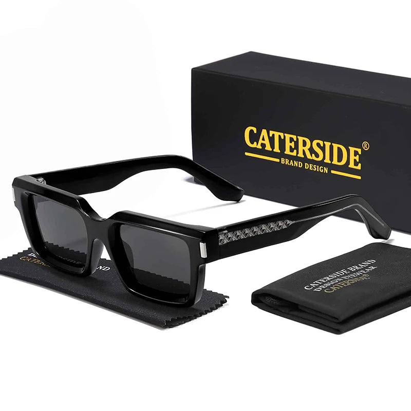 CATERSIDE Vintage Punk Men's Square Sunglasses Brand Design Small Frame Sun Glasses Party Travel Glasses Gift Ideal Choice