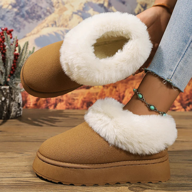 Winter Thicken Plush Warm Snow Boots for Women Plus Size 36-43 Non Slip Cotton Padded Shoes Woman faux fur platform Ankle Boots