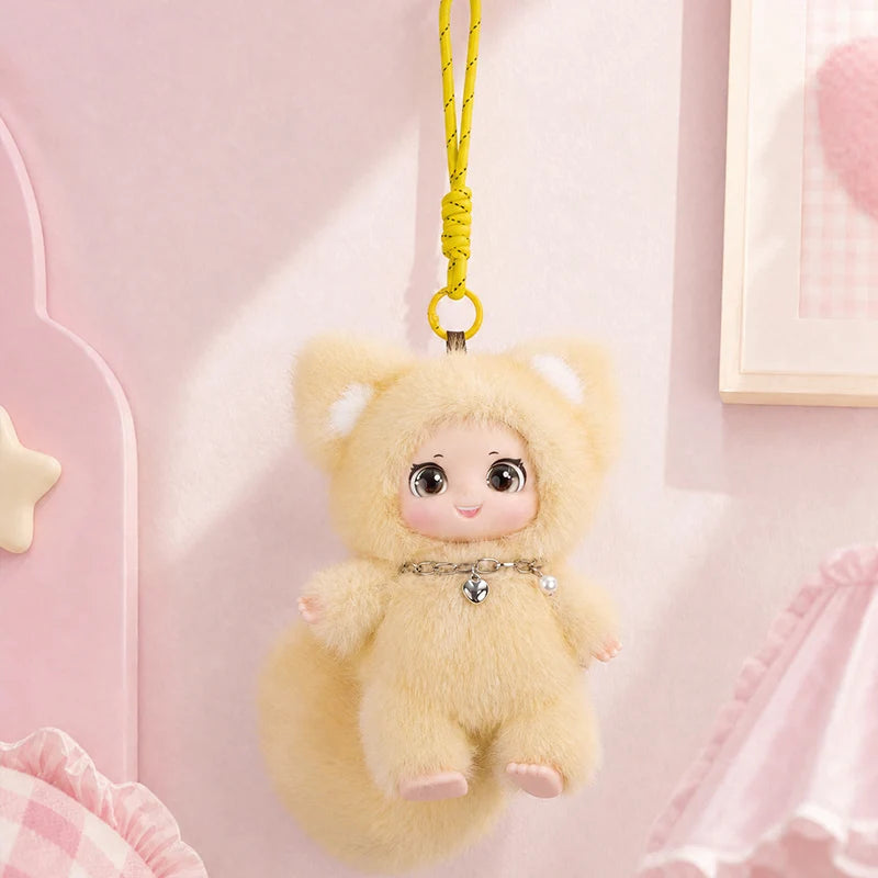 19cm New Cute Family Fox Plush Pendant Kawaii Animals Vinyl Face Plush Toy Premium Doll Enthusiasts Kids Hang Bag Decor