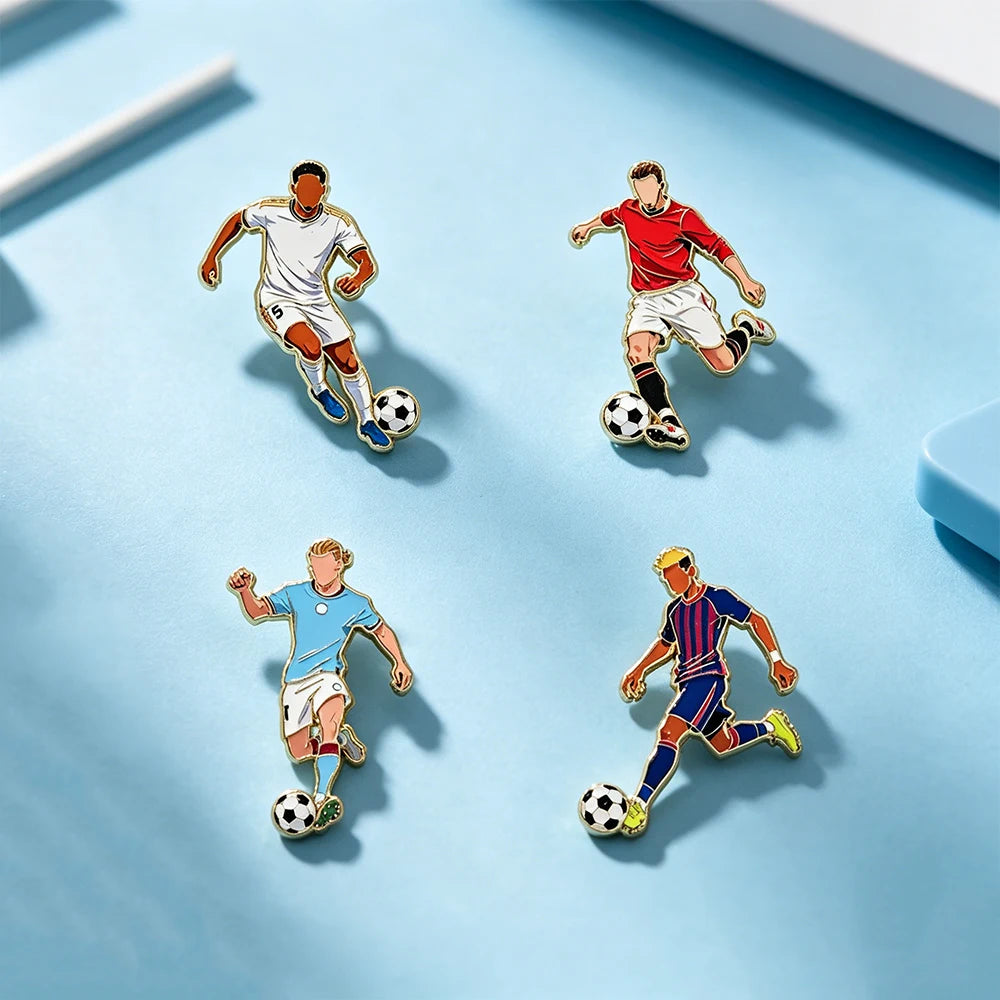 4/8 PCS 7th Football Player Enamel Brooch Goalkeeper Creative Design Sport Metal Badge Clothe Punk Lapel Pin Jewelry Friend Gift