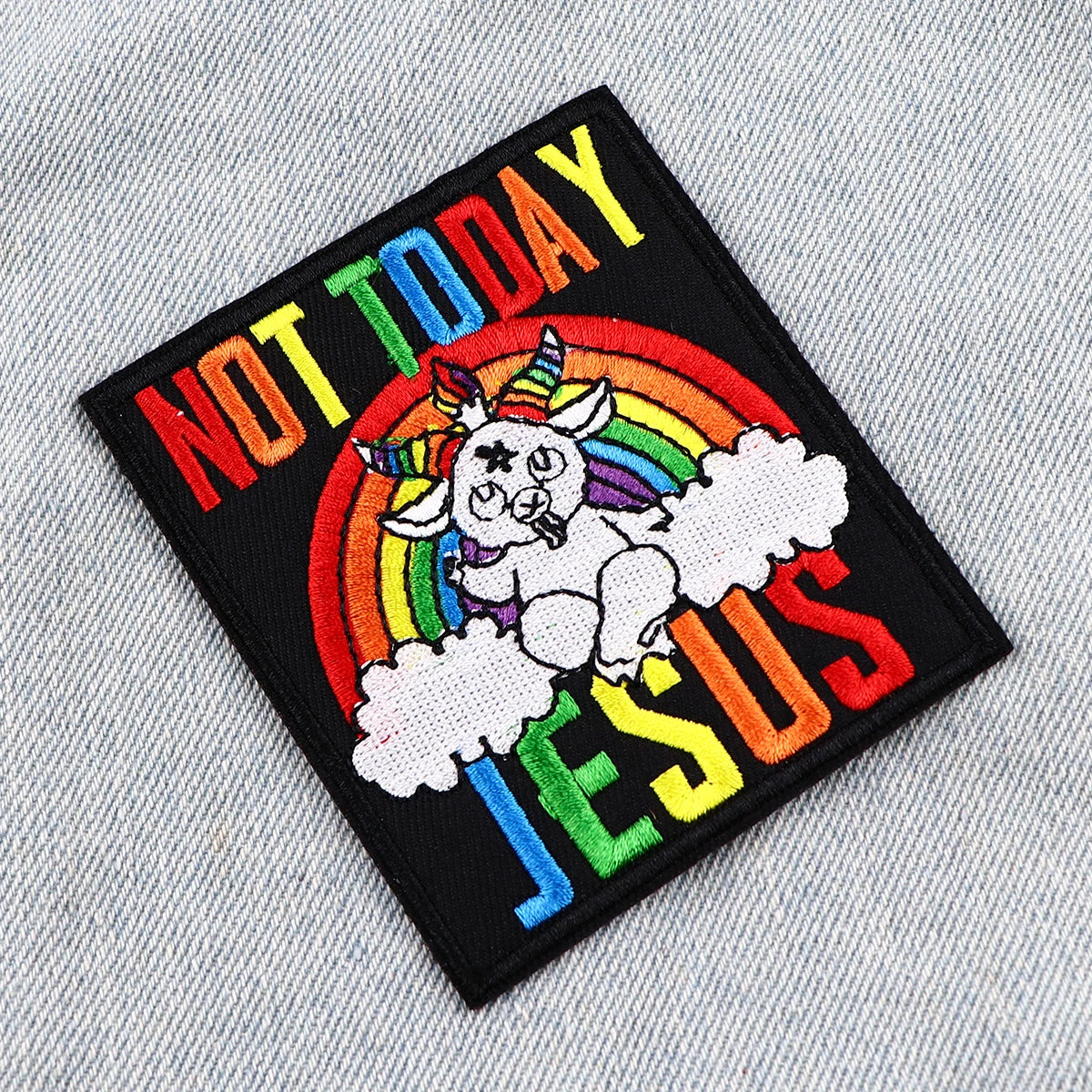 Rainbow Patch Iron-On Patches For Clothing Stickers Jesus Embroidered Patches On Clothes DIY Clothes Stripes