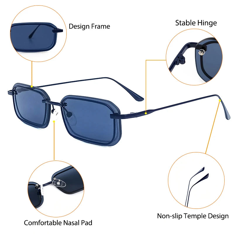 CATERSIDE Retro Punk Sunglasses Men's Square Small Frame Sun Glasses Women Personalized Outdoor Sports Eyewear Summer UV400