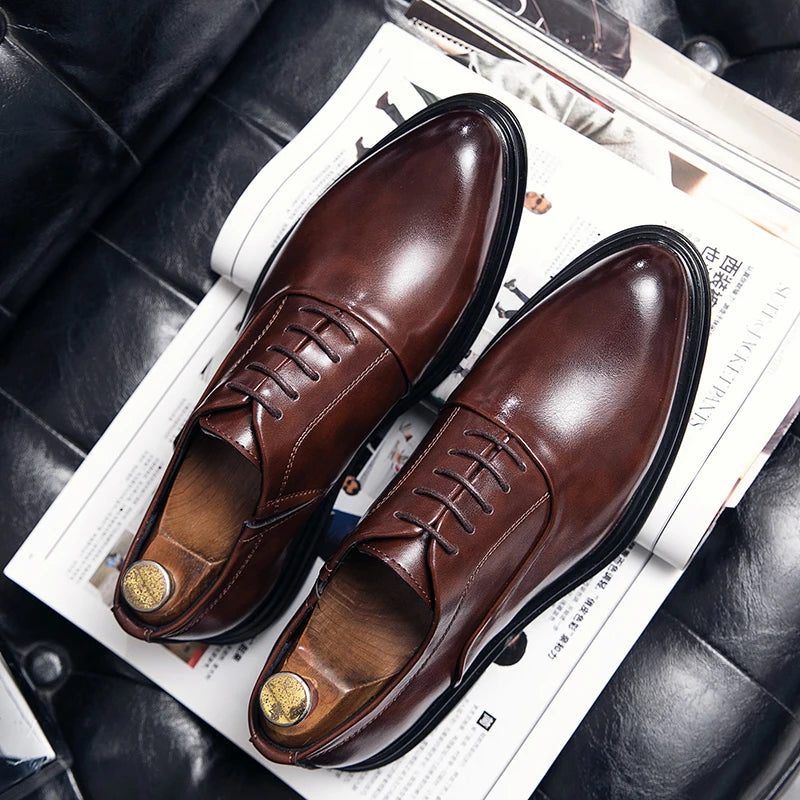 Classic Oxfords Leather Shoes Men Retro Men's Dress Shoes Casual Business Social Brogues Wedding Leather Shoes Male