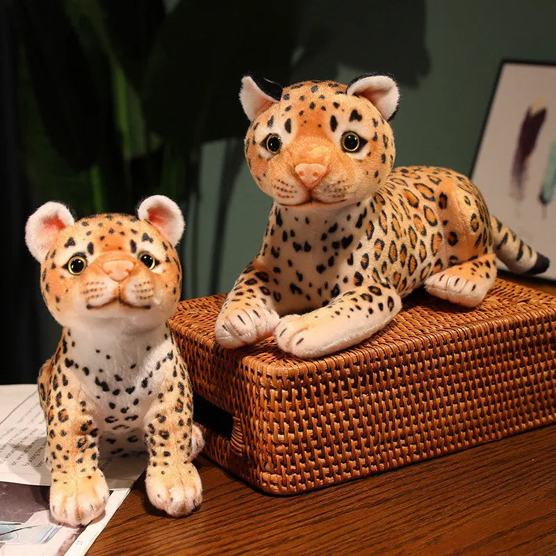 3 Postures Real Life Leopard Plush Toys Cute Simulation Cheetah Cub Models Stuffed Soft Animal Baby Doll Room Decor Cute Gift