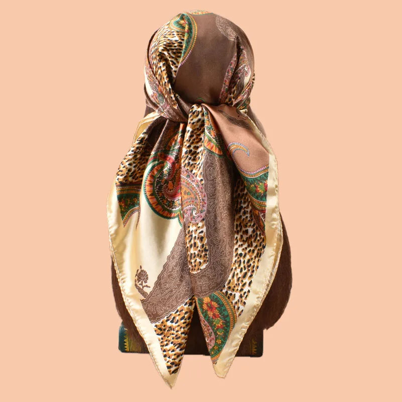 1PC Women's Satin Square Scarf 90x90inch Multi-use Summer Beach Accessory Fashion Headscarf Versatile Hair Towel for Party Use