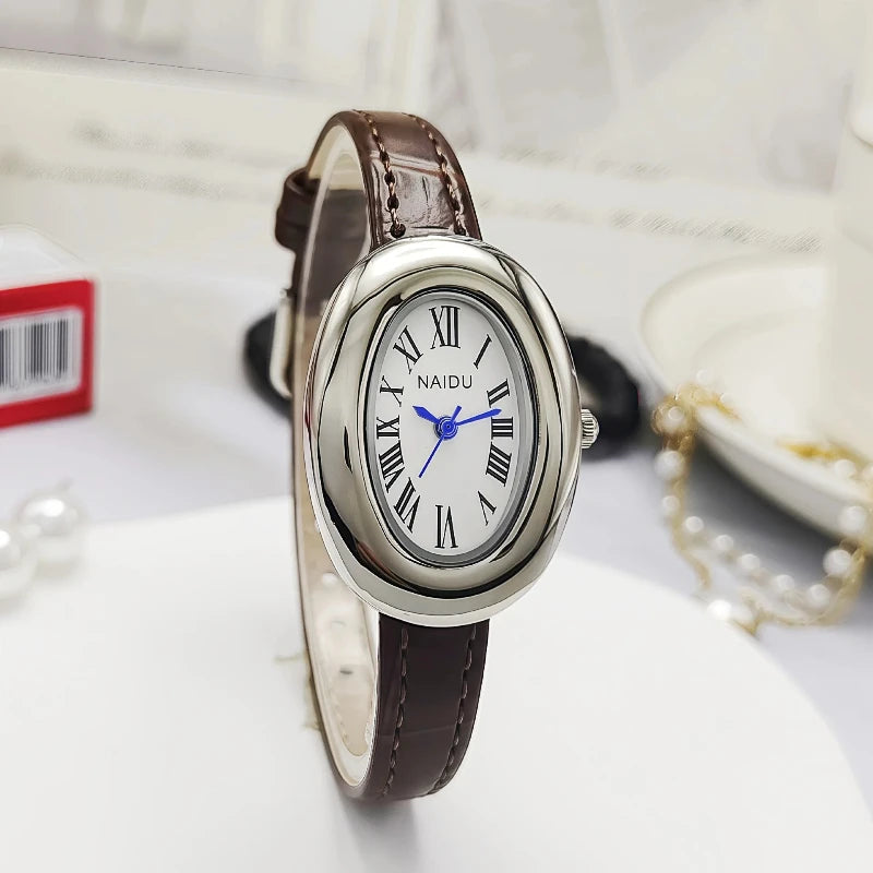Fashion Women Mid Ancient Style Oval Dial Small Watch Adjustable Steel Strap Quartz Wristwatch Relogio Feminino Dropshipping