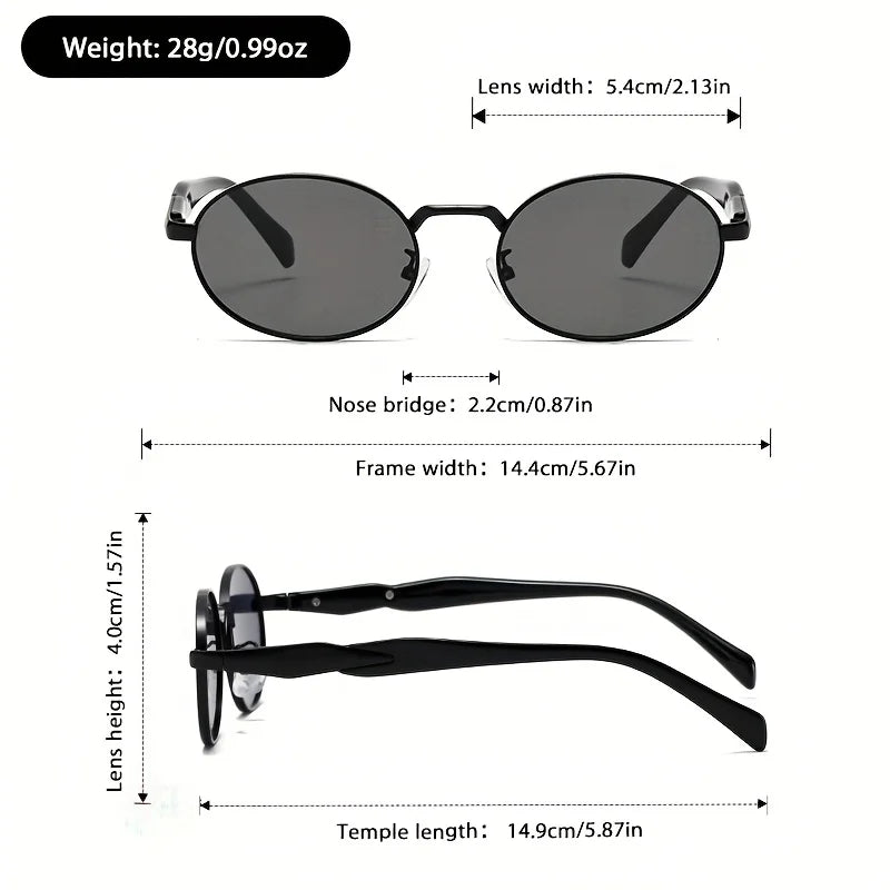2PCS Women Fashion Oval Sunglasses Brand Desinger Retro Popular Eyeware Girls Travel Party Shades Frameless Sun Glasses UV400