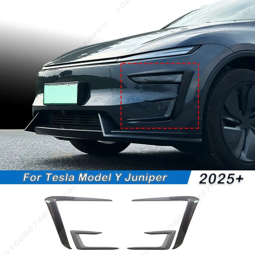 Fog Light Frame Spoiler For Tesla Model Y Juniper 2025-2026 Front Bumper Fog Light Splitter Trim Cover Diffuser Body Kit Black