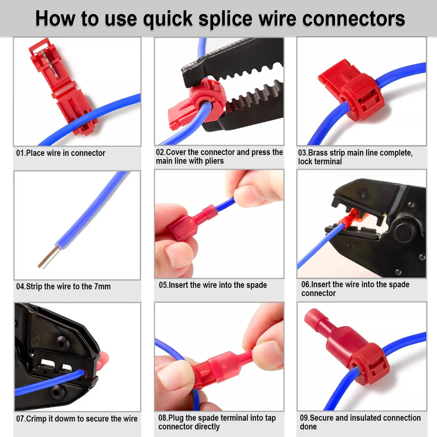 108 Pcs T-Tap Wire Connectors Kit, Quick Splice Self-Stripping Electrical Wire Terminals, Nylon Fully Insulated Male Quick