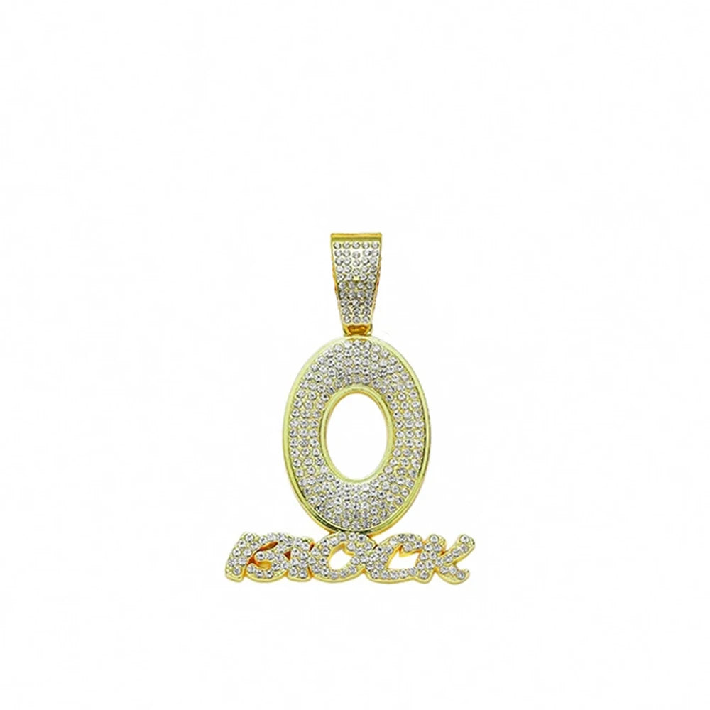 Trendy Hip Hop Letter Charm Letter O Block Pendant Necklace For Women Men Bling  Iced Out Cuban Chain Necklaces Charm Jewelry