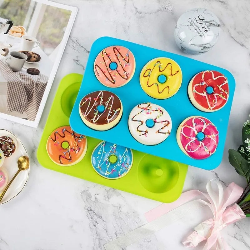 1pc 6-Cavity Silicone Donut Mold, Oven-Safe Silicone Round Donut Mold, Food-Grade Donut Baking Pans for Birthday Holiday Treats