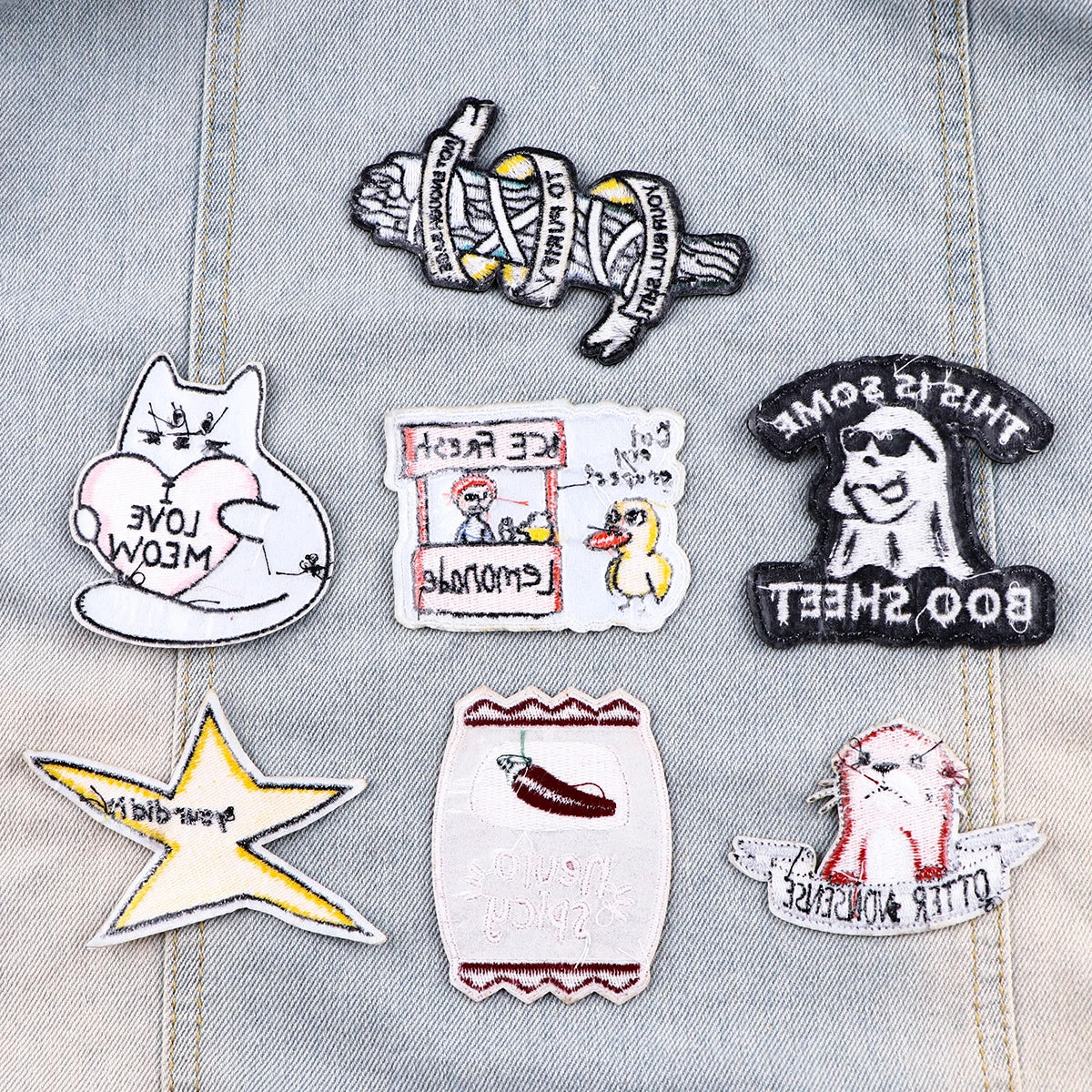 Funny Duck Quotes Patch Iron On Patches For Clothing Stickers Cute Cat Embroidered Patches On Clothes DIY Clothes Stripes