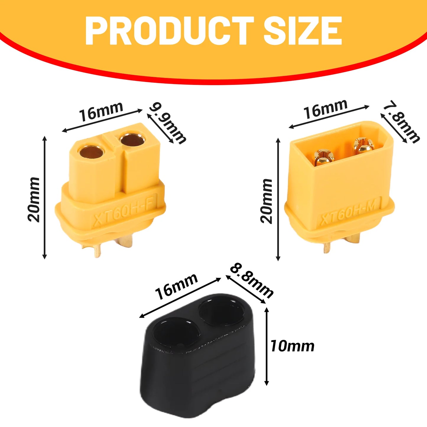 20 Pair XT60/XT60H Connectors (XT60 Upgrade) Male Female Bullet Connectors Plugs for RC Parts Lipo Battery