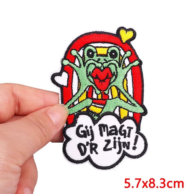 Netherland Oeteldonk Emblem Embroidery Patch Iron On Patches For Clothes DIY Star Heart Carnival For Netherland Embroidery Patch