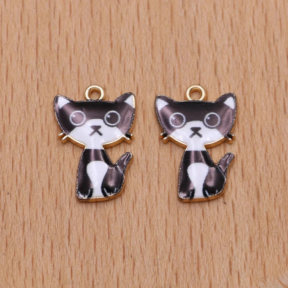 10Pcs Gold Color Enamel Cat Charms Pendant for Jewelry Making Earrings Bracelet Necklace Accessories DIY